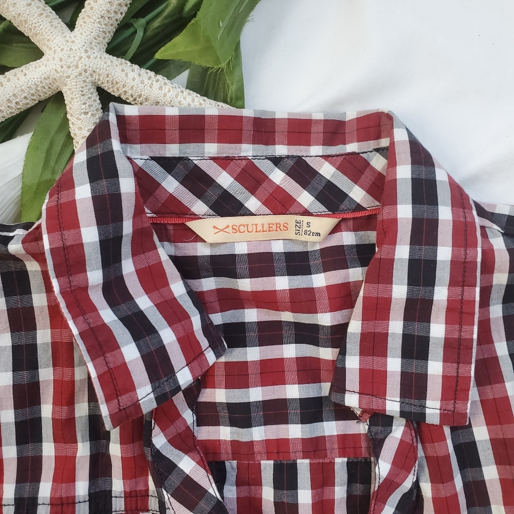 SOLD Scullers Western Plaid Polo Shirt - Picture 2 of 8